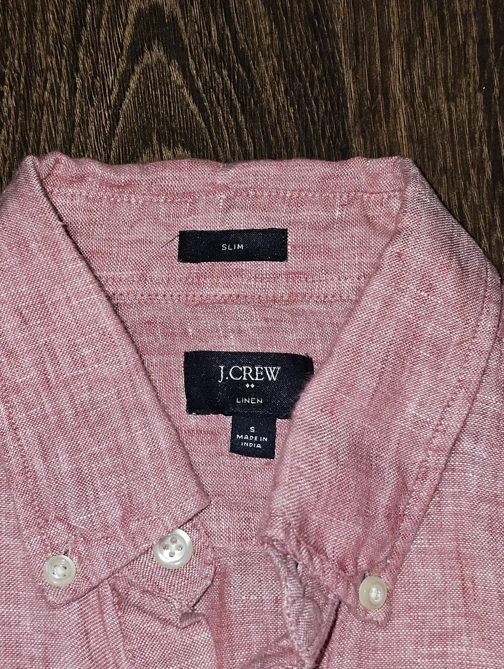 J Crew Mens Red Slim Fit Linen Long Sleeve Button Down Shirt S Preppy